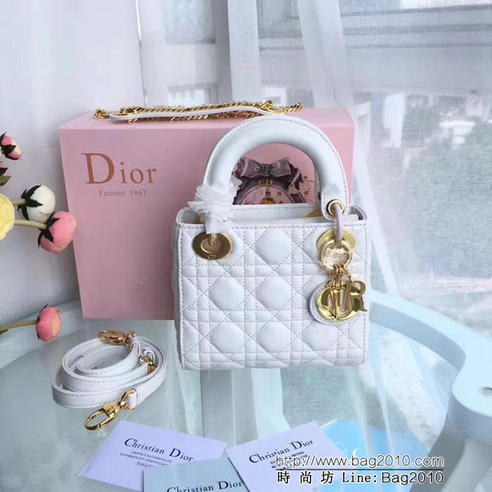 DIOR迪奧 頂級原單 3格漆皮Dior Lady mini原單小羊皮 迷你 鏈條斜挎包 配備雙鏈條  zdo1061